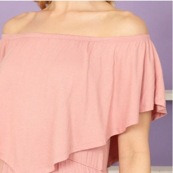 💲1️⃣0️⃣ Bundled ✔️Elegant Comfort Off Shoulder Maxi Dress sz Medium In Pink - Picture 9 of 13